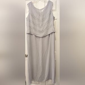 Karen Miller gray formal long sleeveless beedes sequence gown dress size XL